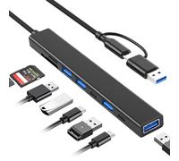 VIENON Hub USB C 3.0 avec lecteur de carte SD (8 en 1), extension USB avec lecteur de carte mémoire SD/Micro SD, pour ordinateur portable, PC, MacBook, iPad Pro, iMac-Aluminium
