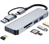 VIENON Hub USB-C 5 en 1 en aluminium avec lecteur de carte mémoire et 3 ports USB 3.0, pour PC, ordinateurs portables, MacBook Pro/Air, iMac Pro, Surface et tablette