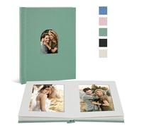 Vienrose Album Photo 10x15 - Livre Mémoire Luxe en Toile de Lin avec Pochette Arqué, 20 Photos, Idéal Mariage, Livre Bébé ou Carnet de Voyage (Aqua)