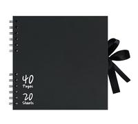 Vienrose Album Photo 20,5x20,5 cm, Album Scrapbooking DIY avec 40 Pages Papier Kraft Noir Épais, Album Photo Vierge pour Mariage, Bébé, Famille, Livre Scrapbooking Personnalisable, Noir