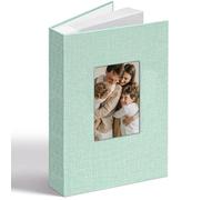 Vienrose Album Photo 6x4 en Lin avec Fenêtre, 300 Pochettes Pages Sans Acide avec Zone Mémo, Cadeau pour Mariage, Naissance, Anniversaire, Livre de Mémoire pour Famille et Bébé (Vert)