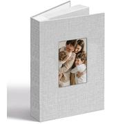 Vienrose Album Photo 6x4 en Lin avec Fenêtre, 300 Pochettes Pages Sans Acide avec Zone Mémo, Cadeau pour Mariage, Naissance, Anniversaire, Livre de Mémoire pour Famille et Bébé (Gris)