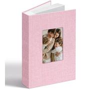 Vienrose Album Photo 6x4 en Lin avec Fenêtre, 300 Pochettes Pages Sans Acide avec Zone Mémo, Cadeau pour Mariage, Naissance, Anniversaire, Livre de Mémoire pour Famille et Bébé (Rose)