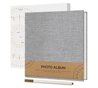 Vienrose Album Photo Adhesif 10x15 Petit Album Photo Vide 40 Pages en Lin Relié 17x18 cm DIY Album Scrapbooking avec Un Stylo Métallique pour Mariage Bébé Famille Voyage, Gris