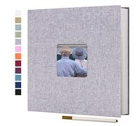 Vienrose Album Photo Autocollant 60 Pages Albums Photo DIY 10X15 Albums Photo Souvenirs Couverture en Lin Cadeaux de Mariage Noël Valentin Cadeau d'anniversaire Anniversaire Enfants Gris