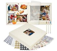 Vienrose Album Photo en Lin 30x30 cm avec Espaces d'Écriture, Album Personnalisable DIY Scrapbook, Grand Livre Photo pour Mariage, Naissance, Famille, Baptême, Anniversaires (100 Pages, Beige)