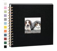 Vienrose Album Photo Scrapbooking en Lin, 20,5 x 20,5 cm, Album Photos Vide avec 40 Pages DIY Livre Photo pour Les Voyages en Famille, Mariage, Noël, Noir