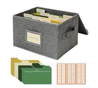 Vienrose Boîte de Rangement Pour Cartes de Vœux Avec 20 Séparateurs Amovibles, 84 Étiquettes Autocollantes, Idéale Pour Photos, Enveloppes, Scrapbooking, Papiers, Stickers - 1 Lot Gris