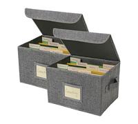 Vienrose Boîte de Rangement Pour Cartes de Vœux Avec 40 Séparateurs Amovibles, 168 Étiquettes Autocollantes, Idéale Pour Photos, Enveloppes, Scrapbooking, Papiers, Stickers - 2 Lot Gris