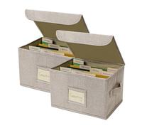 Vienrose Boîte de Rangement Pour Cartes de Vœux Avec 40 Séparateurs Amovibles, 168 Étiquettes Autocollantes, Idéale Pour Photos, Enveloppes, Scrapbooking, Papiers, Stickers - 2 Lot Beige