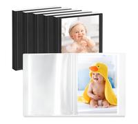Vienrose Petit Album Photo 10x15, 6 Livres Photos Bébé 52 Pochettes, Couverture Personnalisable, Noir