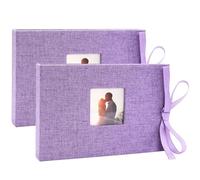 Vienrose Photo Album 10x15 Mini Livret à Photos avec Pochettes Couverture en Tissu Lin, Albums Photos 26 Pages (pour 52 Photos), Album Photos pour Famille/Mariage/Voyage/BébéViolet (2 Paquet)