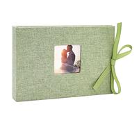Vienrose Photo Album 10x15 Mini Livret à Photos avec Pochettes Couverture en Tissu Lin, Albums Photos 26 Pages (pour 52 Photos), Album Photos pour Famille/Mariage/Voyage/BébéVert Herbe (1 Paquet)