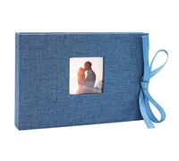 Vienrose Photo Album 10x15 Mini Livret à Photos avec Pochettes Couverture en Tissu Lin, Albums Photos 26 Pages (pour 52 Photos), Album Photos pour Famille/Mariage/Voyage/BébéBleu (1 Paquet)