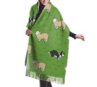 Viens Au Revoir Chien Mouton Blanc Écharpe Femme Hiver Foulards Élégant Glands Foulard Doux Chaud Châle