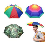 Vientiane Chapeau de Parapluie, 3 Pièces Chapeau de Parapluie de Pêche Avec Bande Élastique, Chapeau de Parapluie pour Extérieur, Chapeau de Parapluie de Pêche de Camouflage pour Adultes & Enfants