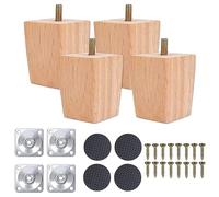 Vientiane Pieds De Meuble en Bois, 4 PCS Pieds De Canapé en Bois Coniques, Pieds De Remplacement De Canapé, Canapé Pieds en Bois pour Canapé TV Lit Table à Manger Sièges Fauteuil Meubles(6cm)