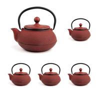 VIER NA034 Théière en Fonte Rouge 0,30 l (Lot de 5)