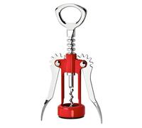 VIER - Tire-bouchon à double levier 2 en 1 pour vin et bière type cave serveur avec tirage en spirale et décapsuleur en acier, corps robuste et durable, 16,5 x 6,5 cm, couleur rouge et métallique, 1