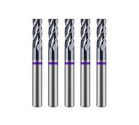 VIERDWIN Lot de 5 fraises carrées en carbure de tungstène de 6,35 mm à 4 cannelures - Fraises de toupie CNC pour aluminium, acier inoxydable, laiton - Tige de 6,3 mm, coupe de 1,6 cm, OAL de 6,3 cm