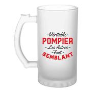 Vière à Bière Véritable pompier les autres font semblant | Beer Glass | Idée Chope de Bière Cadeau Anniversaire Fête Original Famille Travail Départ Collègue Retraite Noël.