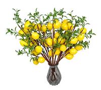 VIERENA Lot de 6 Branches de Citrons artificiels Jaunes pour Cuisine, fête, Ferme, Centre de Table, décoration d'intérieur