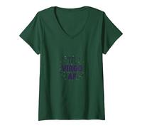Vierge AF Zodiac Starry Celestial Astrology Amoureux Cadeau T-Shirt avec Col en V, Femme, Vert Forêt, XXL