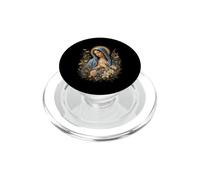 Vierge Marie Bleu Voile Portrait avec Fleurs Sauvages Et Lys PopSockets PopGrip pour MagSafe
