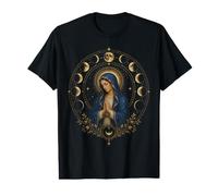 Vierge Marie Céleste Phases de Lune Catholique Prière Icône Art T-Shirt Graphique avec Valeur