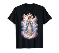 Vierge Marie Ciel Nuages Catholiques Icône Dévotionnelle Art T-Shirt Graphique avec Valeur