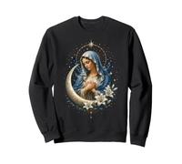 Vierge Marie Croissant de Lune Lys Sacré Catholique Prière Art Sweatshirt