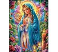 Vierge Marie dans Le Jardin 1000 Pièces Puzzle Expert Confirmé en Carton Rigide Haute Densité Rêve de Peinture à l'huile Conte de fées Très Difficile Motif Complexe Décoration Murale Cadeau Premium
