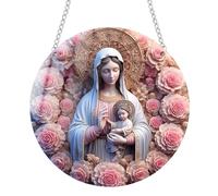 Vierge Marie - Décoration d'arbre de Noël - 2D - En acrylique - Vierge Marie - Pendentif religieux chrétien pour la famille