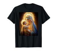 Vierge Marie et Bébé Jésus | Cadeau Catholique Mère et Enfant T-Shirt