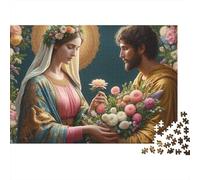 Vierge Marie et Joseph Puzzle 1000 Pièces - Qualité Premium, Jeu De Concentration, Poster Artistique Inclus, Parfait pour Soirées Cosy, 70x50cm/1000pcs