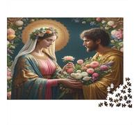 Vierge Marie et Joseph Puzzles 1000 Pièces Papier recyclé pour Adultes Puzzle pour Adultes Impossible Difficile Stimulant Activité Amusante pour la Maison Excellente idée Cadeau 52x38cm/1000pcs