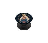 Vierge Marie Foi catholique Prière chrétienne Floral PopSockets PopGrip Adhésif