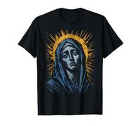 Vierge Marie Géométrique Icône Sacrée Art Dévotionnel Catholique T-Shirt Graphique avec Valeur