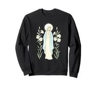 Vierge Marie Halo Floral Religieux Sweatshirt