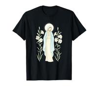 Vierge Marie Halo Floral Religieux T-Shirt