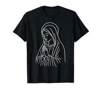 Vierge Marie - Ligne Minimaliste Art Graphique Foi chrétienne T-Shirt
