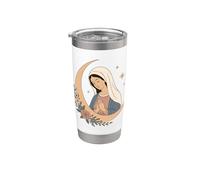 Vierge Marie Madonna Foi Catholique Prière Floral Lune Gobelet isotherme en acier inoxydable double paroi