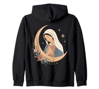 Vierge Marie Madonna Foi Catholique Prière Floral Lune Sweat à Capuche