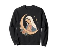 Vierge Marie Madonna Foi Catholique Prière Floral Lune Sweatshirt