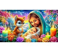 Vierge Marie Papier recyclé Puzzle pour Adultes 1000 pièces Jeu Familial Amusant & Stimulant pour Adultes et Enfants de 12 Ans et Plus 38x52cm/1000pcs