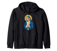Vierge Marie Priant Bleu Manteau Sacré Christian Icône Art Sweat à Capuche