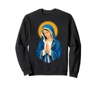 Vierge Marie Priant Bleu Manteau Sacré Christian Icône Art Sweatshirt