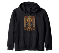 Vierge Marie prière orthodoxe Folk Floral Sacré Icône Art Sweat à Capuche