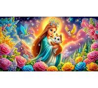 Vierge Marie Puzzle pour Adultes 1000 pièces Jeu éducatif détente Jeu Stimulant pour Adultes et Enfants de 12 Ans et Plus 38x52cm/1000pcs