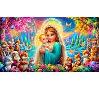 Vierge Marie Puzzle pour Adultes 1000 pièces Jeu Familial Amusant & Stimulant Jeu de Puzzle Défi de Jeu éducatif pour Adultes 38x52cm/1000pcs